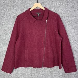 Eileen Fisher Claret Wool Moto Jacket Women's Size Large